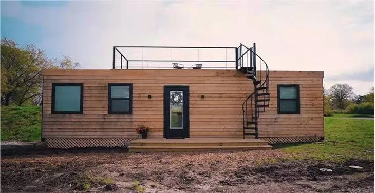 Loft wooden cabin container house (5)
